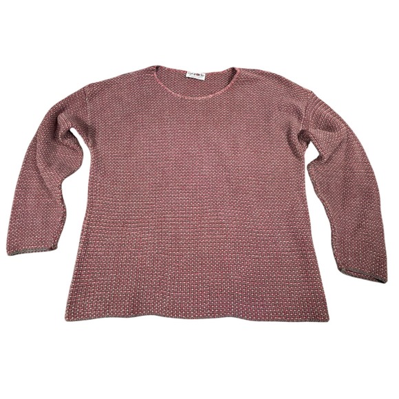 Hygrade Sweaters - Vintage 70s-80s Hygrade Textured Knit Sweater Burgundy Red Green